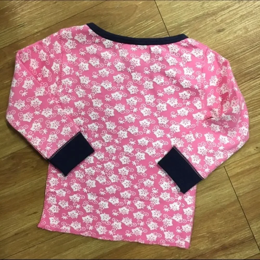 Sweet Peanut Girls Top Sz 18-24 Mo Pink White Navy Blue Flowers Knit Long Sleeve